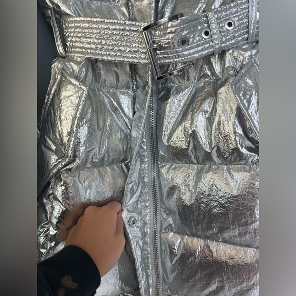 Michael Kors Faux fur silver puffer jacket - Picture 6 of 10